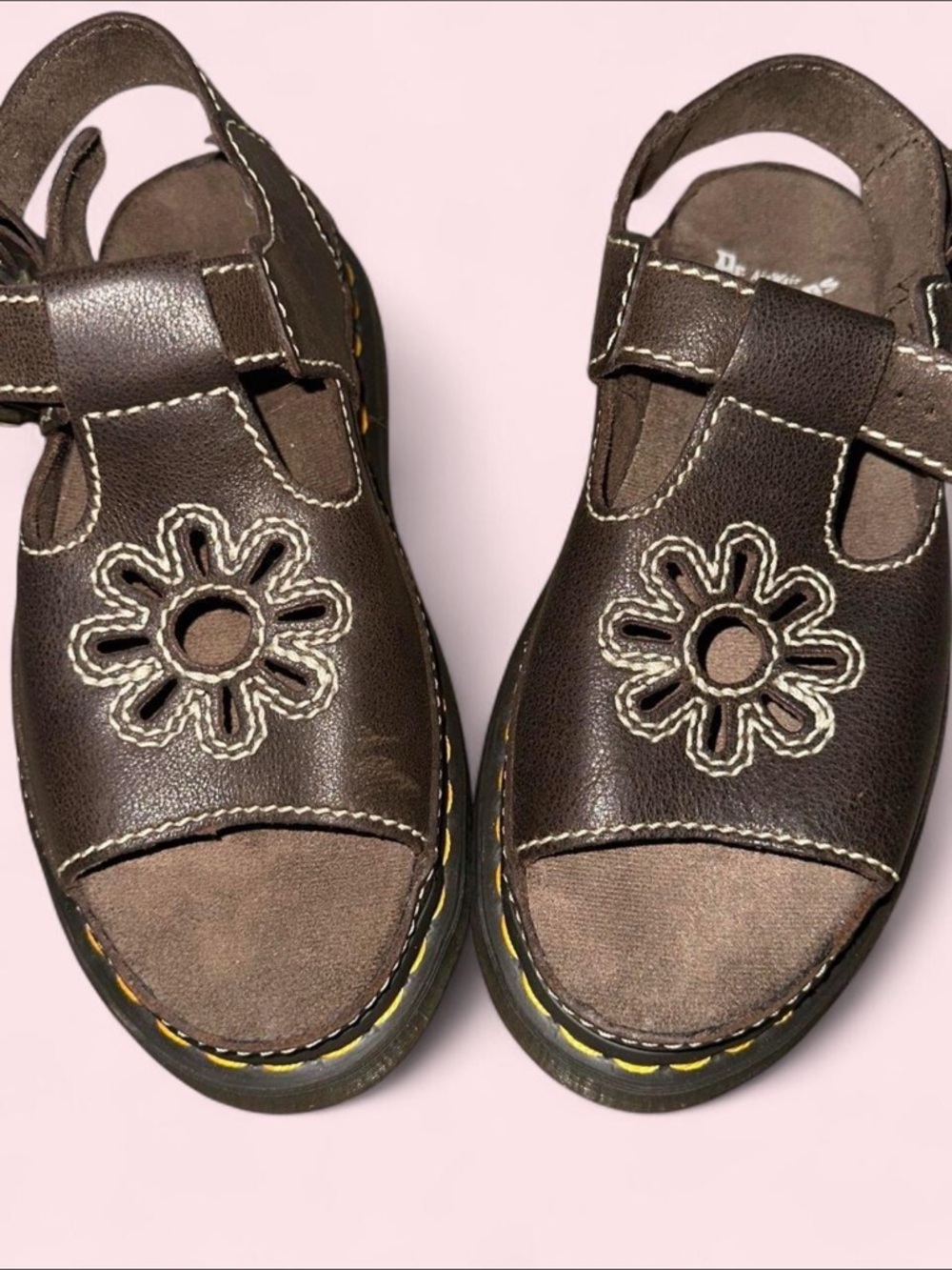 Women’s Doc Martens Brown Leather Floral Cutout Dunnet Sandals